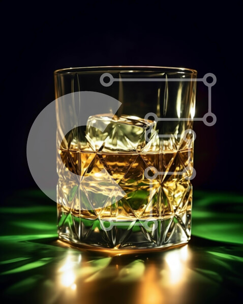 Σετ των 2 Intra Συλλεκτικό Ξύλινο Παζλ Plywood  4mm - Ποτήρι ουίσκι με παγάκι σε σκούρο φόντο Σε Ξύλινο Κουτί - Διαστάσεις: 10x10 cm – 25 κομμάτια