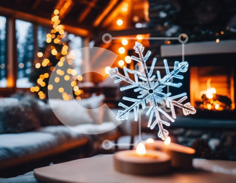 Intra Συλλεκτικό Ξύλινο Παζλ Plywood  4mm - Στολίδι με νιφάδα χιονιού για την εορταστική περίοδο Σε Ξύλινο Κουτί - Διαστάσεις: 10x10 cm – 25 κομμάτια