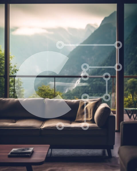 Intra Συλλεκτικό Ξύλινο Παζλ Plywood  4mm - Εκπληκτικό σαλόνι με θέα στο βουνό Σε Ξύλινο Κουτί - Διαστάσεις Puzzle: 10x10 cm – 25 κομμάτια