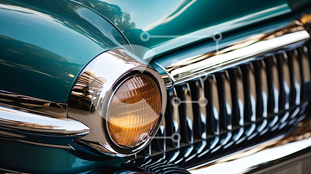 Intra Συλλεκτικό Ξύλινο Παζλ Plywood  4mm - Vintage αυτοκίνητο με πράσινο σώμα και χρώμιο τόνους Σε Ξύλινο Κουτί - Διαστάσεις Puzzle: 10x10 cm – 25 κομμάτια