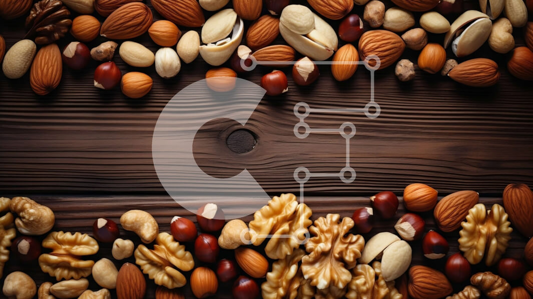 Σετ των 2 Intra Συλλεκτικό Ξύλινο Παζλ Plywood  4mm - Διάφοροι ξηροί καρποί σε ξύλινο φόντο Σε Ξύλινο Κουτί - Διαστάσεις: 10x10 cm – 25 κομμάτια