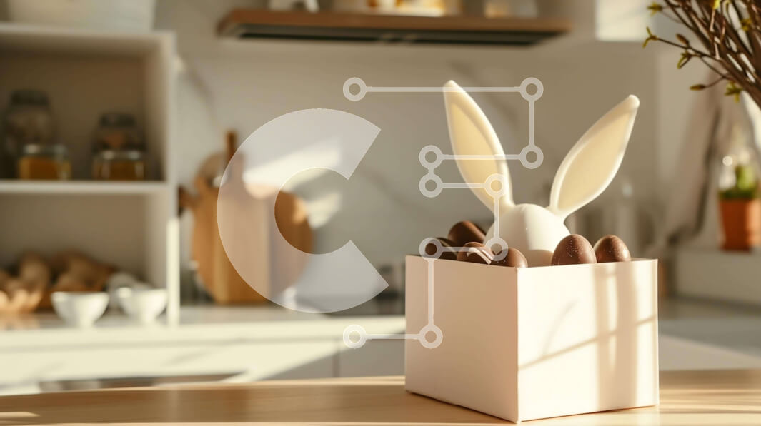 Intra Συλλεκτικό Ξύλινο Παζλ Plywood  4mm - Κουτί σε σχήμα λαγουδάκι με πασχαλινά αυγά στην κουζίνα Σε Ξύλινο Κουτί - Διαστάσεις: 10x10 cm – 25 κομμάτια