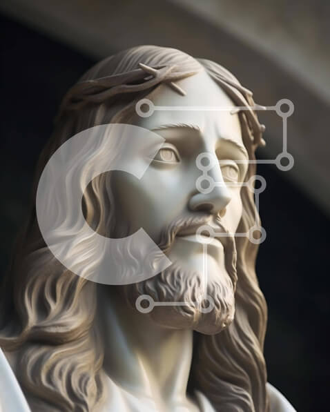 Intra Συλλεκτικό Ξύλινο Παζλ Plywood  4mm - Θρησκευτικό άγαλμα του Ιησού μπροστά από το Archway Σε Ξύλινο Κουτί - Διαστάσεις Puzzle: 10x10 cm – 25 κομμάτια