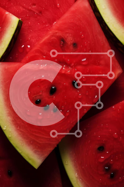 Σετ των 2 Intra Συλλεκτικό Ξύλινο Παζλ Plywood  4mm - Κοντινό πλάνο καρπούζι και σταφύλια με σταγονίδια νερού Σε Ξύλινο Κουτί - Διαστάσεις: 10x10 cm – 25 κομμάτια