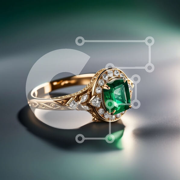 Σετ των 2 Intra Συλλεκτικό Ξύλινο Παζλ Plywood  4mm - Εκπληκτικό χρυσό δαχτυλίδι με περίπλοκες λεπτομέρειες και σμαραγδένια πέτρα Σε Ξύλινο Κουτί - Διαστάσεις: 10x10 cm – 25 κομμάτια