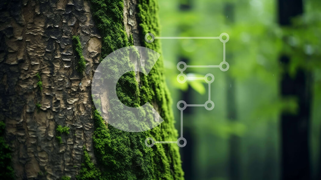 Intra Συλλεκτικό Ξύλινο Παζλ Plywood  4mm - Κορμός δέντρου καλυμμένος με πράσινο βρύα στο δάσος Σε Ξύλινο Κουτί - Διαστάσεις: 10x10 cm – 25 κομμάτια