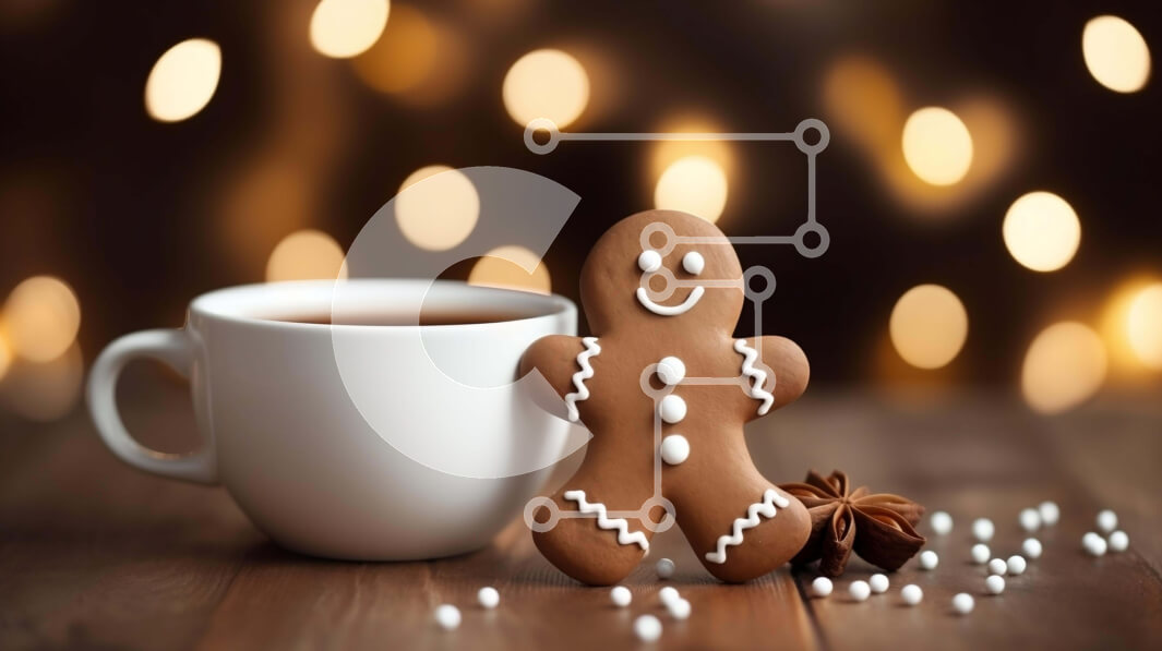 Intra Συλλεκτικό Ξύλινο Παζλ Plywood  4mm - Gingerbread Man και Iced Coffee Cup με εορταστικά στολίδια Σε Ξύλινο Κουτί - Διαστάσεις: 10x10 cm – 25 κομμάτια