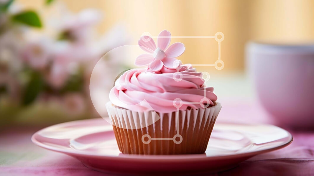 Σετ των 2 Intra Συλλεκτικό Ξύλινο Παζλ Plywood  4mm - Ροζ Cupcake με παγωμένο πάγο και λουλούδια Σε Ξύλινο Κουτί - Διαστάσεις: 10x10 cm – 25 κομμάτια