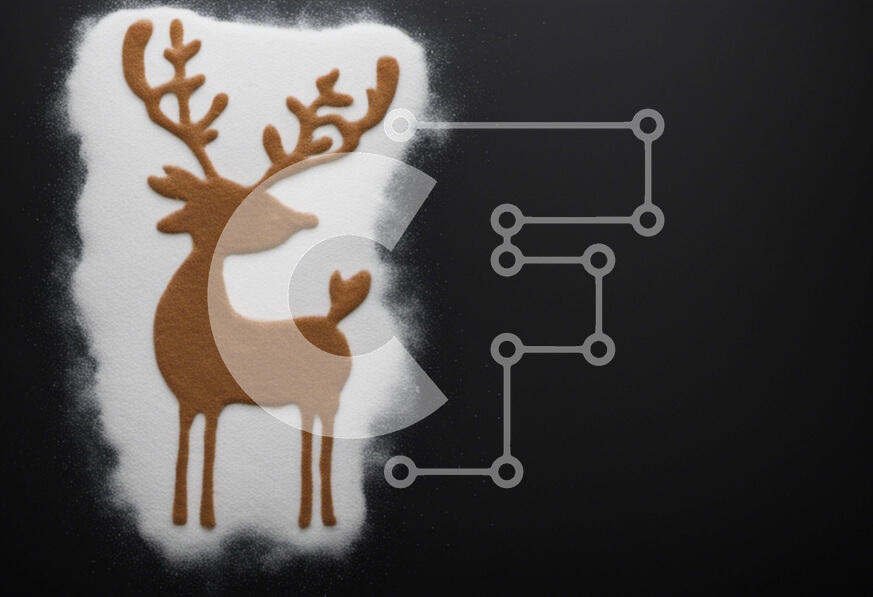 Σετ των 2 Intra Συλλεκτικό Ξύλινο Παζλ Plywood  4mm - Διακόσμηση ταράνδων ζάχαρης σε λευκή σκόνη Σε Ξύλινο Κουτί - Διαστάσεις: 10x10 cm – 25 κομμάτια