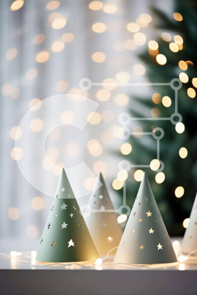 Intra Συλλεκτικό Ξύλινο Παζλ Plywood  4mm - Λευκό τραπέζι με χριστουγεννιάτικα δέντρα και φωτάκια Σε Ξύλινο Κουτί - Διαστάσεις: 10x10 cm – 25 κομμάτια