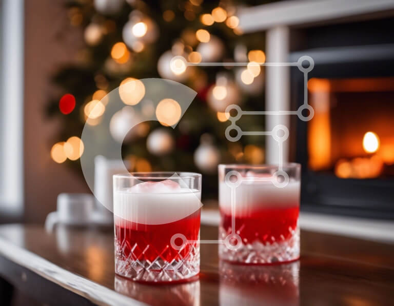 Intra Συλλεκτικό Ξύλινο Παζλ Plywood  4mm - Κόκκινα ροφήματα διακοπών σε ξύλινο τραπέζι δίπλα στο τζάκι Σε Ξύλινο Κουτί - Διαστάσεις: 10x10 cm – 25 κομμάτια