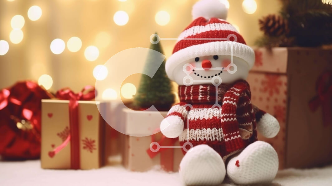 Intra Συλλεκτικό Ξύλινο Παζλ Plywood  4mm - Χιονάνθρωπος διακοπών με δώρα και διακοσμήσεις Σε Ξύλινο Κουτί - Διαστάσεις: 10x10 cm – 25 κομμάτια