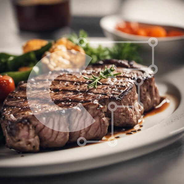 Σετ των 2 Intra Συλλεκτικό Ξύλινο Παζλ Plywood  4mm - Νόστιμη μπριζόλα με λαχανικά Σε Ξύλινο Κουτί - Διαστάσεις: 10x10 cm – 25 κομμάτια