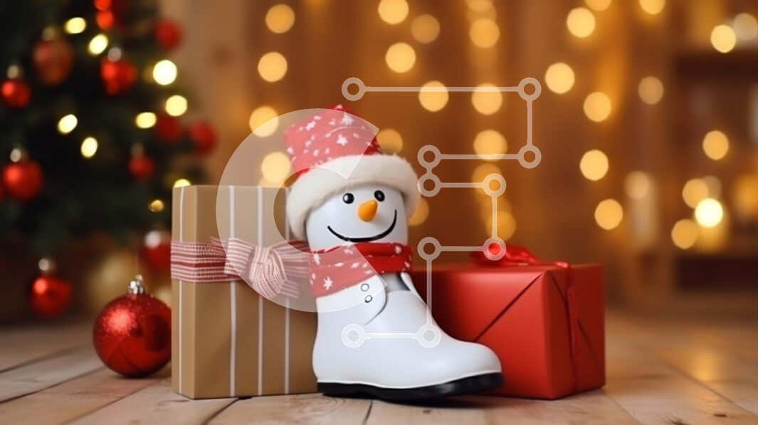 Intra Συλλεκτικό Ξύλινο Παζλ Plywood  4mm - Χριστουγεννιάτικα στολίδια με μπότες χιονάνθρωπος και δώρα Σε Ξύλινο Κουτί - Διαστάσεις: 10x10 cm – 25 κομμάτια