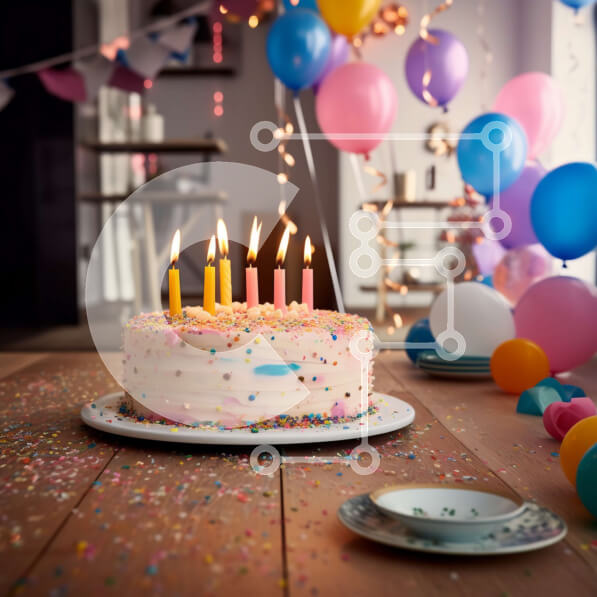 Σετ των 2 Intra Συλλεκτικό Ξύλινο Παζλ Plywood  4mm - Τούρτα γενεθλίων με αναμμένα κεριά και πολύχρωμα μπαλόνια Σε Ξύλινο Κουτί - Διαστάσεις: 10x10 cm – 25 κομμάτια