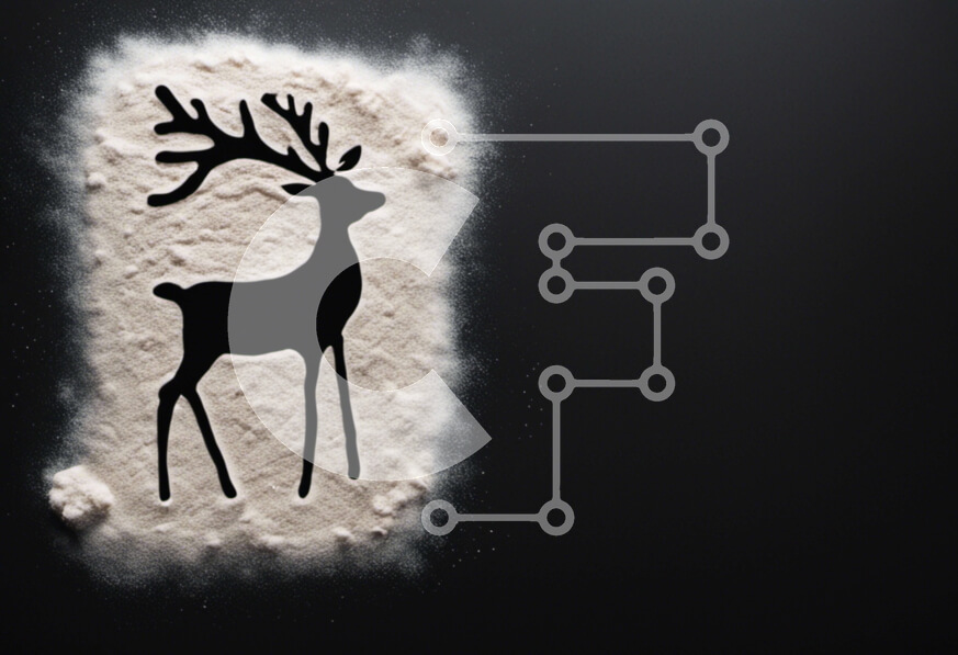 Σετ των 2 Intra Συλλεκτικό Ξύλινο Παζλ Plywood  4mm - Σιλουέτα ελαφιού σε ζάχαρη άχνη για ψήσιμο Σε Ξύλινο Κουτί - Διαστάσεις: 10x10 cm – 25 κομμάτια