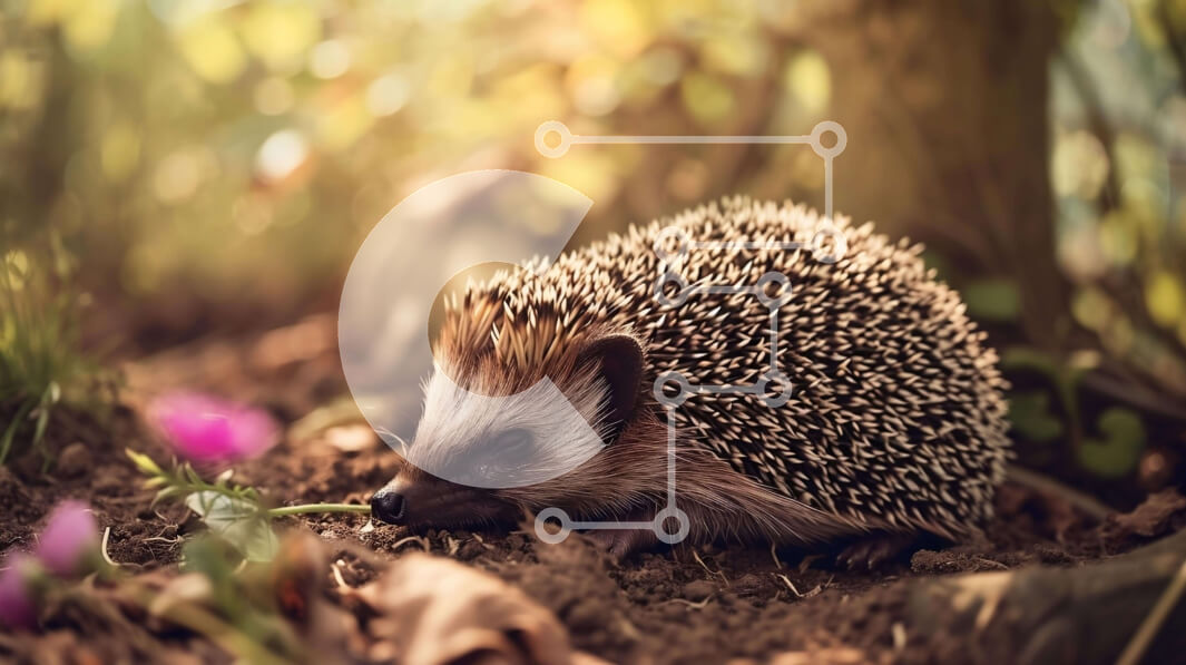 Σετ των 2 Intra Συλλεκτικό Ξύλινο Παζλ Plywood  4mm - Χαριτωμένος σκαντζόχοιρος με λουλούδια στο στόμα του Σε Ξύλινο Κουτί - Διαστάσεις: 10x10 cm – 25 κομμάτια