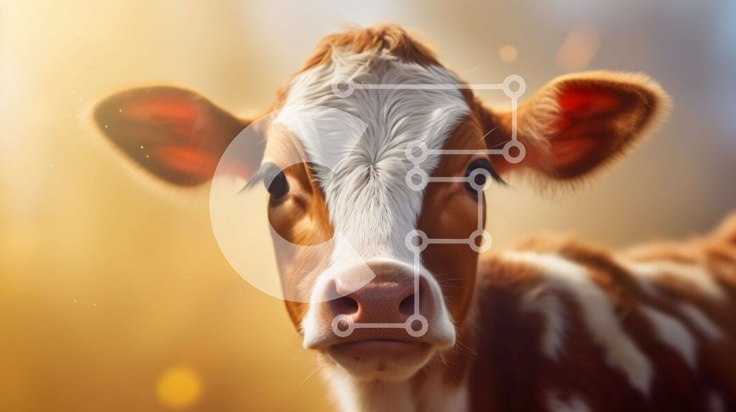 Intra Συλλεκτικό Ξύλινο Παζλ Plywood  4mm - Κοντινή όψη του προσώπου της αγελάδας με καφέ και λευκό παλτό Σε Ξύλινο Κουτί - Διαστάσεις: 10x10 cm – 25 κομμάτια