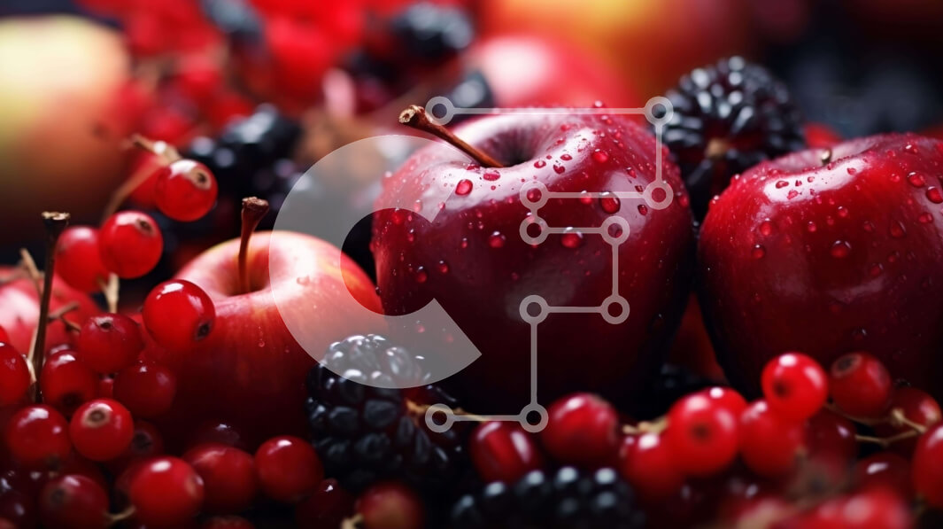 Σετ των 2 Intra Συλλεκτικό Ξύλινο Παζλ Plywood  4mm - Σωρός από κόκκινα μήλα, βατόμουρα και σμέουρα Σε Ξύλινο Κουτί - Διαστάσεις: 10x10 cm – 25 κομμάτια