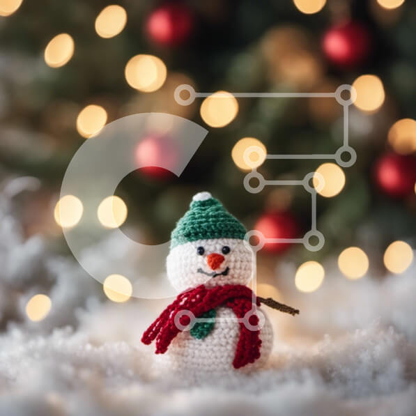 Intra Συλλεκτικό Ξύλινο Παζλ Plywood  4mm - Χιονάνθρωπος με κροσέ και φωτισμένο χριστουγεννιάτικο δέντρο Σε Ξύλινο Κουτί - Διαστάσεις: 10x10 cm – 25 κομμάτια