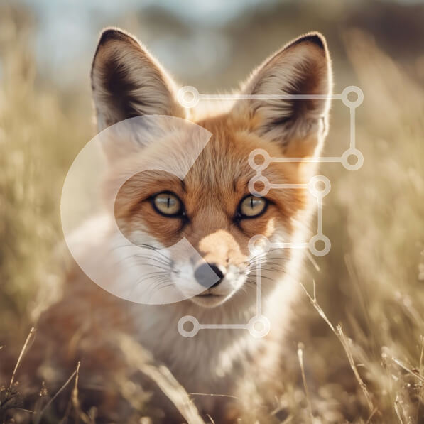 Intra Συλλεκτικό Ξύλινο Παζλ Plywood  4mm - Περίεργη κόκκινη αλεπού σε ένα χωράφι με ψηλό γρασίδι Σε Ξύλινο Κουτί - Διαστάσεις: 10x10 cm – 25 κομμάτια