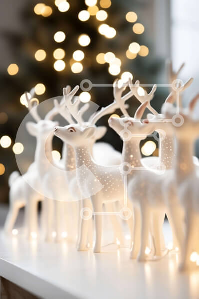 Intra Συλλεκτικό Ξύλινο Παζλ Plywood  4mm - Ειδώλια λευκών ταράνδων σε ένα διακοσμημένο τραπέζι Σε Ξύλινο Κουτί - Διαστάσεις: 10x10 cm – 25 κομμάτια