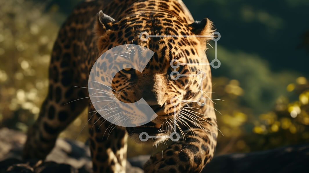 Σετ των 2 Intra Συλλεκτικό Ξύλινο Παζλ Plywood  4mm - Λεοπάρδαλη που περπατά σε βραχώδες έδαφος Σε Ξύλινο Κουτί - Διαστάσεις: 10x10 cm – 25 κομμάτια