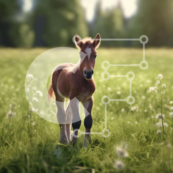 Intra Συλλεκτικό Ξύλινο Παζλ Plywood  4mm - Περίεργο καφέ άλογο στο ανοιχτό πεδίο Σε Ξύλινο Κουτί - Διαστάσεις: 10x10 cm – 25 κομμάτια