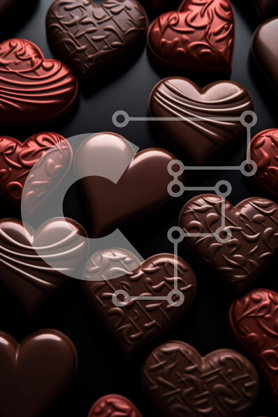 Σετ των 2 Intra Συλλεκτικό Ξύλινο Παζλ Plywood  4mm - Ομάδα καραμέλες σοκολάτας σε σχήμα καρδιάς σε μαύρο φόντο Σε Ξύλινο Κουτί - Διαστάσεις: 10x10 cm – 25 κομμάτια