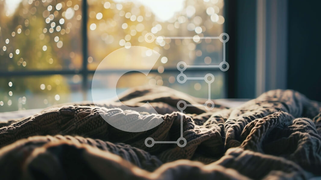 Intra Συλλεκτικό Ξύλινο Παζλ Plywood  4mm - Άνετο κρεβάτι με ξετυλιγμένη κουβέρτα από παράθυρο σε βροχερό καιρό Σε Ξύλινο Κουτί - Διαστάσεις Puzzle: 10x10 cm – 25 κομμάτια