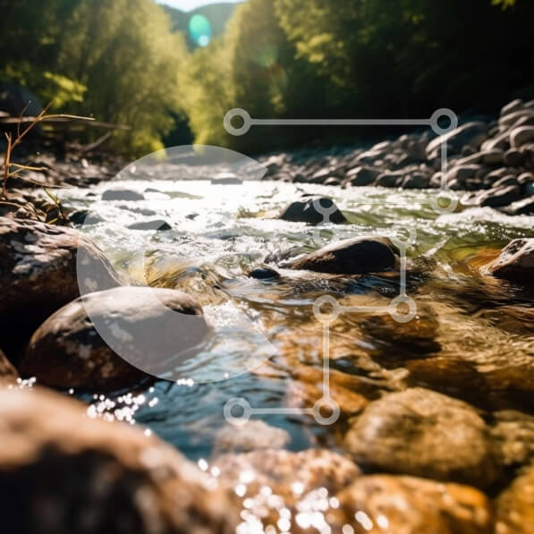 Intra Συλλεκτικό Ξύλινο Παζλ Plywood  4mm - Υπέροχη φωτογραφία τοπίου από ένα ρεύμα στα βουνά Σε Ξύλινο Κουτί - Διαστάσεις Puzzle: 10x10 cm – 25 κομμάτια