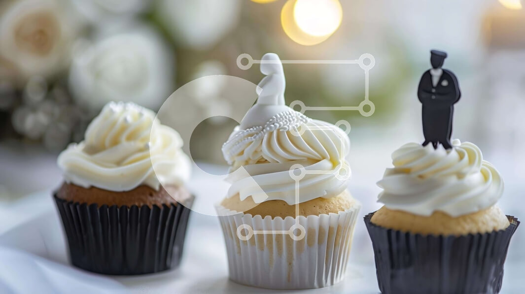 Intra Συλλεκτικό Ξύλινο Παζλ Plywood  4mm - Ρομαντικά cupcakes γάμου με ειδώλιο νύφης και γαμπρού Σε Ξύλινο Κουτί - Διαστάσεις: 10x10 cm – 25 κομμάτια