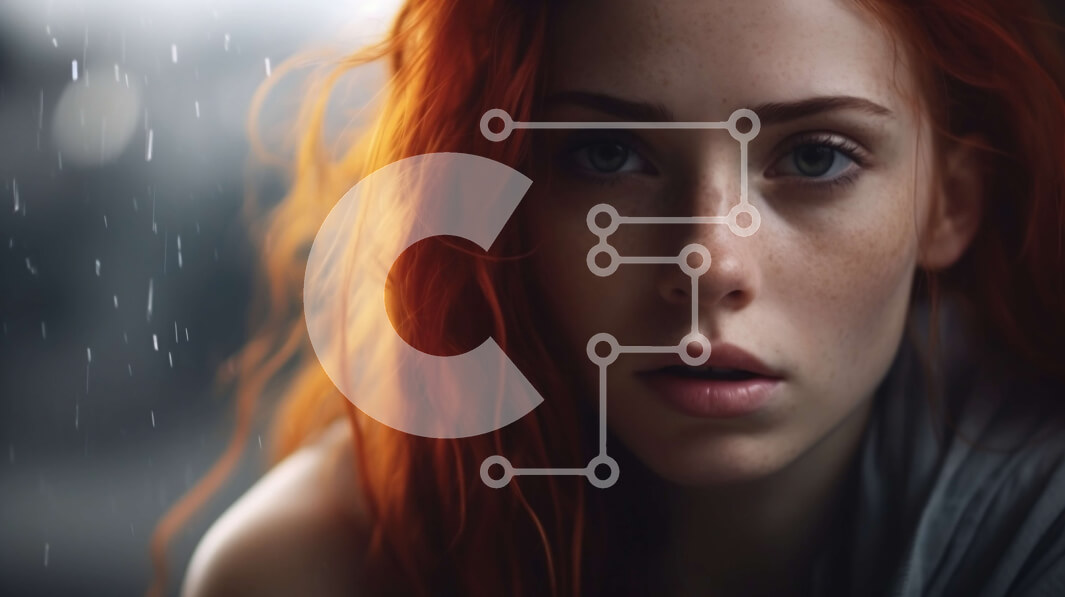 Intra Συλλεκτικό Ξύλινο Παζλ Plywood  4mm - Μελαγχολικό πορτρέτο μιας νεαρής γυναίκας με κόκκινα μαλλιά και πράσινα μάτια σε μαύρο δερμάτινο μπουφάν Σε Ξύλινο Κουτί - Διαστάσεις Puzzle: 10x10 cm – 25 κομμάτια