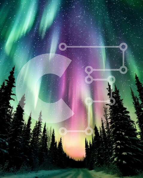 Σετ των 2 Intra Συλλεκτικό Ξύλινο Παζλ Plywood  4mm - Εκπληκτική εικόνα του Aurora Borealis πάνω από μια χειμερινή χώρα των θαυμάτων Σε Ξύλινο Κουτί - Διαστάσεις: 10x10 cm – 25 κομμάτια