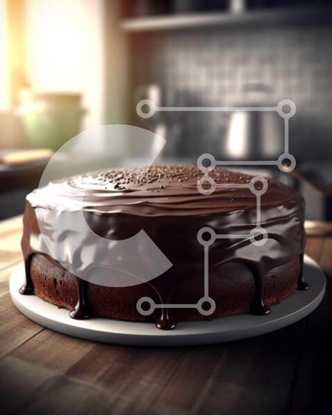 Σετ των 2 Intra Συλλεκτικό Ξύλινο Παζλ Plywood  4mm - Νόστιμο κέικ σοκολάτας σε ένα πιάτο σε μια κουζίνα Σε Ξύλινο Κουτί - Διαστάσεις: 10x10 cm – 25 κομμάτια