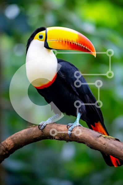 Σετ των 2 Intra Συλλεκτικό Ξύλινο Παζλ Plywood  4mm - Ζωντανή εικόνα ενός πουλιού Toucan σε ένα καταπράσινο δάσος Σε Ξύλινο Κουτί - Διαστάσεις: 10x10 cm – 25 κομμάτια