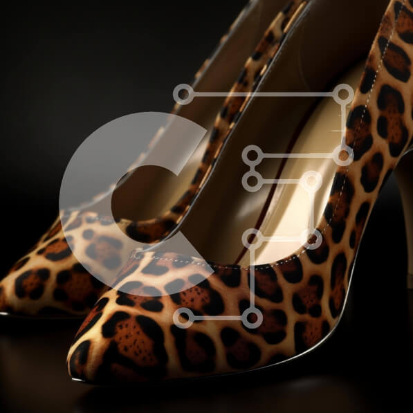 Σετ των 2 Intra Συλλεκτικό Ξύλινο Παζλ Plywood  4mm - Ψηλοτάκουνα παπούτσια Leopard Print σε μαύρο και άσπρο Σε Ξύλινο Κουτί - Διαστάσεις: 10x10 cm – 25 κομμάτια