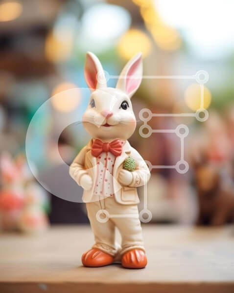 Intra Συλλεκτικό Ξύλινο Παζλ Plywood  4mm - Ειδώλιο λαγουδάκι του Πάσχα σε ξύλινο τραπέζι Σε Ξύλινο Κουτί - Διαστάσεις: 10x10 cm – 25 κομμάτια