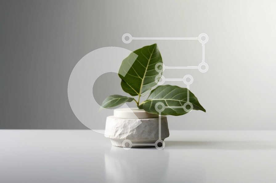 Intra Συλλεκτικό Ξύλινο Παζλ Plywood  4mm - Μινιμαλιστική διακόσμηση σπιτιού: Μικρό φυτό σε γλάστρα σε λευκό τραπέζι Σε Ξύλινο Κουτί - Διαστάσεις Puzzle: 10x10 cm – 25 κομμάτια