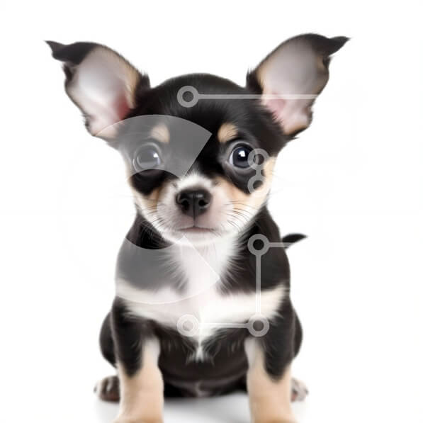 Intra Συλλεκτικό Ξύλινο Παζλ Plywood  4mm - Αξιολάτρευτη εικόνα ενός μικρού ασπρόμαυρου Τσιουάουα σε λευκό φόντο Σε Ξύλινο Κουτί - Διαστάσεις: 10x10 cm – 25 κομμάτια