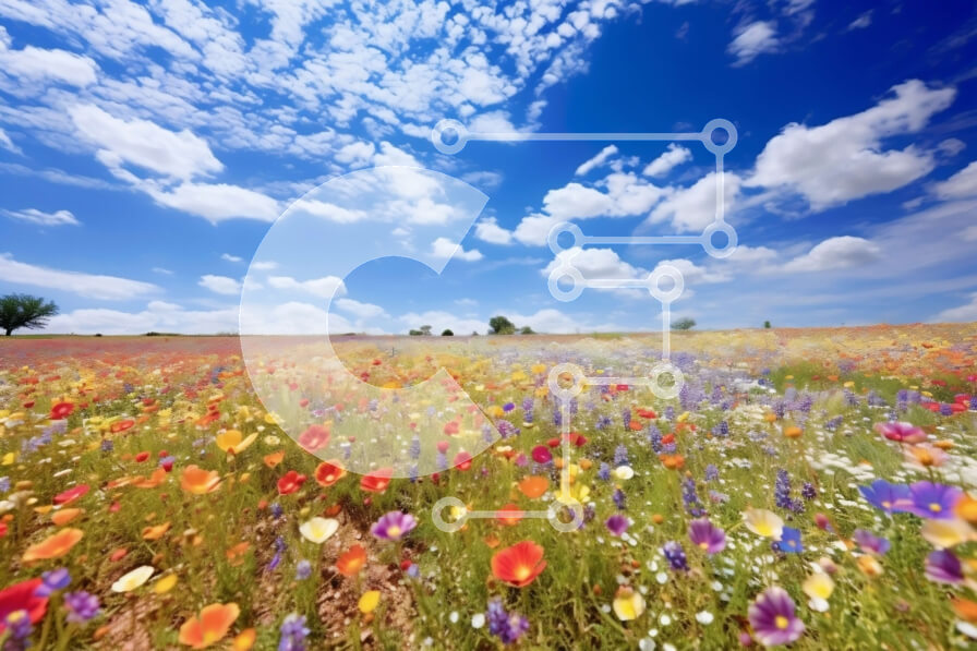 Intra Συλλεκτικό Ξύλινο Παζλ Plywood  4mm - Ζωντανή εικόνα ενός ηλιόλουστου πεδίου με αγριολούλουδα Σε Ξύλινο Κουτί - Διαστάσεις: 10x10 cm – 25 κομμάτια