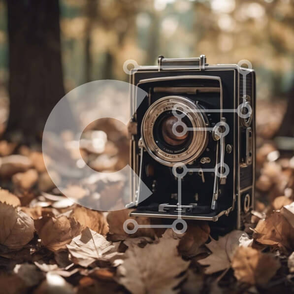 Intra Συλλεκτικό Ξύλινο Παζλ Plywood  4mm - Vintage κάμερα στο φθινόπωρο Woods με φύλλα Σε Ξύλινο Κουτί - Διαστάσεις: 10x10 cm – 25 κομμάτια