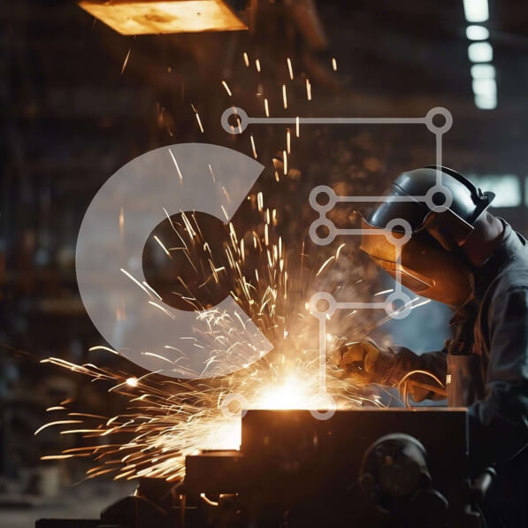 Intra Συλλεκτικό Ξύλινο Παζλ Plywood  4mm - Βιομηχανικός συγκολλητής που εργάζεται με Sparks Σε Ξύλινο Κουτί - Διαστάσεις Puzzle: 10x10 cm – 25 κομμάτια