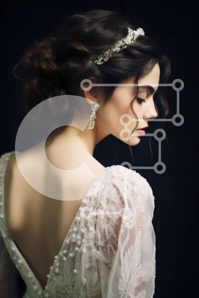 Intra Συλλεκτικό Ξύλινο Παζλ Plywood  4mm - Σοβαρή νύφη με λευκό νυφικό με τιάρα Σε Ξύλινο Κουτί - Διαστάσεις Puzzle: 10x10 cm – 25 κομμάτια