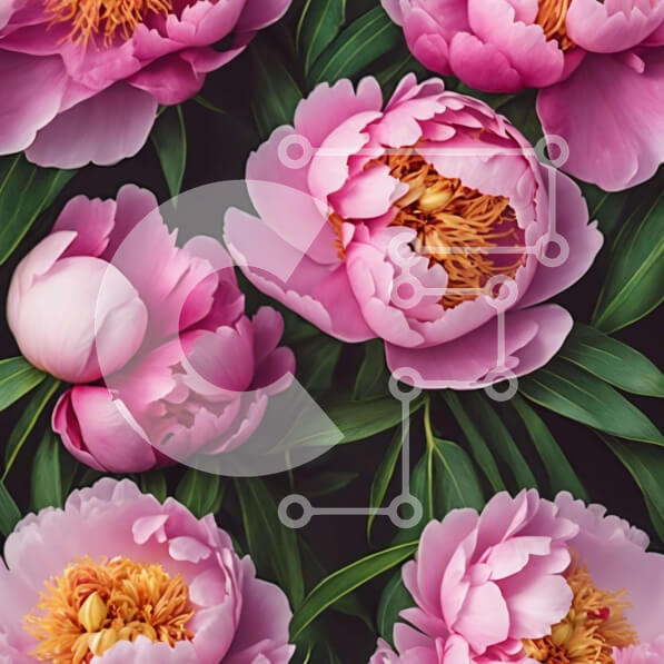 Intra Συλλεκτικό Ξύλινο Παζλ Plywood  4mm - Χωρίς ραφή πρότυπο ροζ παιώνιες με πράσινα φύλλα Σε Ξύλινο Κουτί - Διαστάσεις: 10x10 cm – 25 κομμάτια