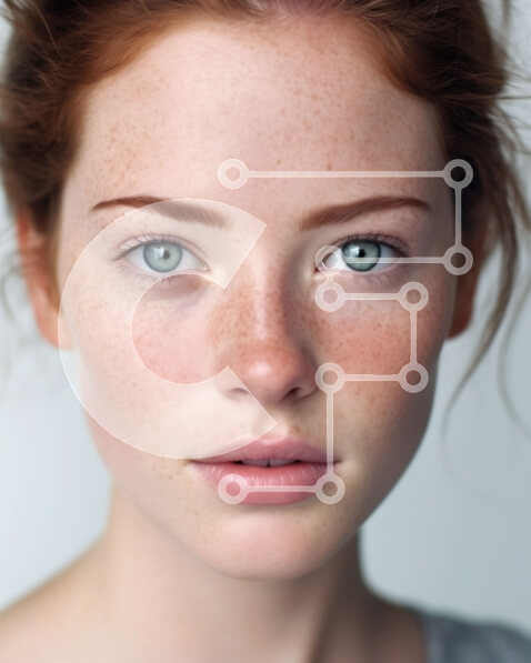 Intra Συλλεκτικό Ξύλινο Παζλ Plywood  4mm - Πορτρέτο μιας νεαρής γυναίκας με φακίδες Σε Ξύλινο Κουτί - Διαστάσεις Puzzle: 10x10 cm – 25 κομμάτια