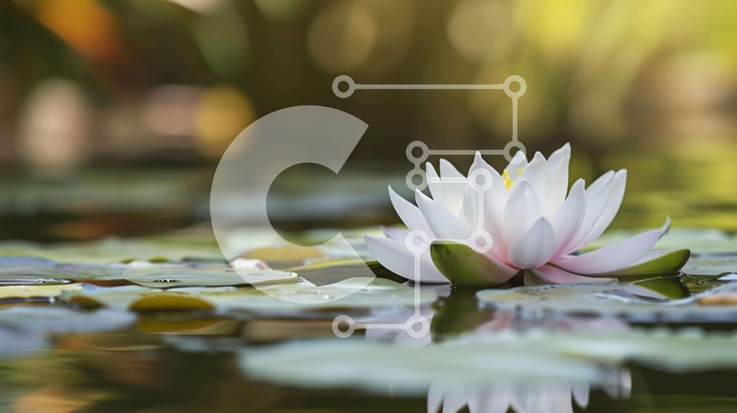 Intra Συλλεκτικό Ξύλινο Παζλ Plywood  4mm - Λευκό νούφαρο που επιπλέει στο νερό με πράσινα φύλλα Σε Ξύλινο Κουτί - Διαστάσεις: 10x10 cm – 25 κομμάτια