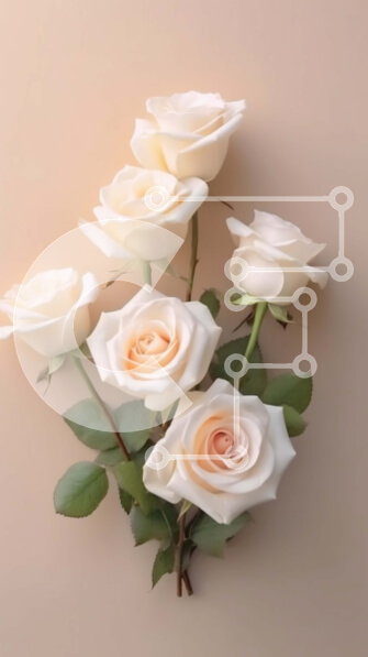 Intra Συλλεκτικό Ξύλινο Παζλ Plywood  4mm - Εκπληκτική εικόνα ενός μπουκέτου με λευκά τριαντάφυλλα σε μπεζ φόντο Σε Ξύλινο Κουτί - Διαστάσεις Puzzle: 10x10 cm – 25 κομμάτια