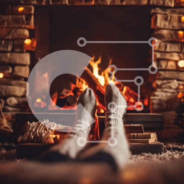 Intra Συλλεκτικό Ξύλινο Παζλ Plywood  4mm - Άνετο χειμερινό τζάκι με βιβλία και ζεστές κάλτσες Σε Ξύλινο Κουτί - Διαστάσεις Puzzle: 10x10 cm – 25 κομμάτια