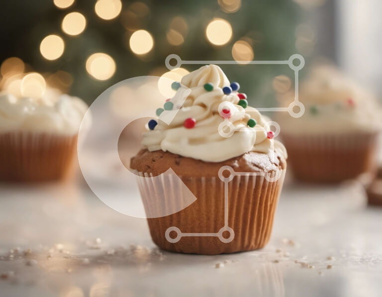 Σετ των 2 Intra Συλλεκτικό Ξύλινο Παζλ Plywood  4mm - Cupcake με λευκό πάγωμα και πασπαλίζει σε φωτισμένο φόντο Σε Ξύλινο Κουτί - Διαστάσεις: 10x10 cm – 25 κομμάτια